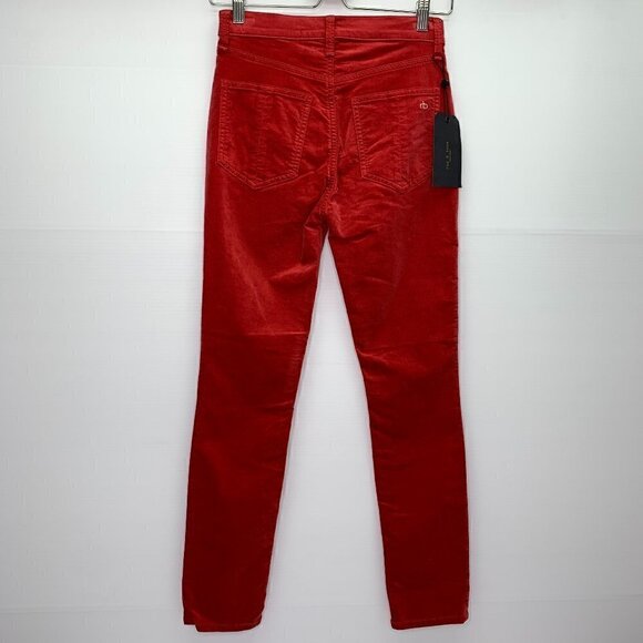 Rag & Bone Size 24 Pants High Rise Skinny Ankle Red Velvet Jeans NWT - Picture 9 of 9